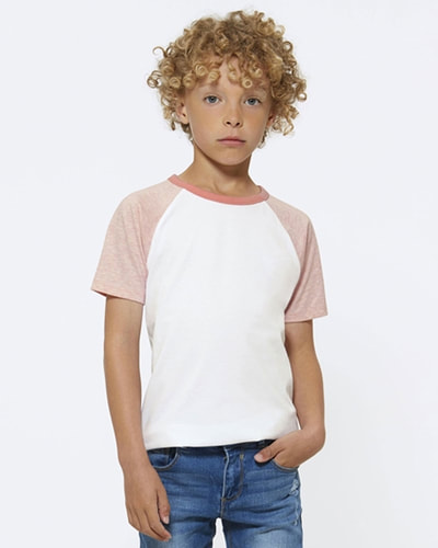 luomupuuvilla lasten t-paita valkoinen / pinkki