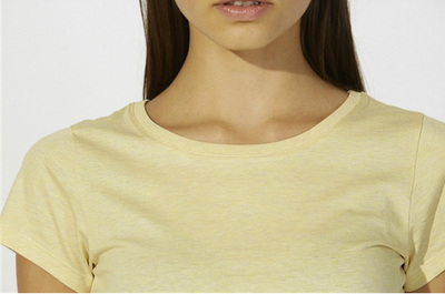 naisten luomu t-paita meleerattu vaalean keltainen 