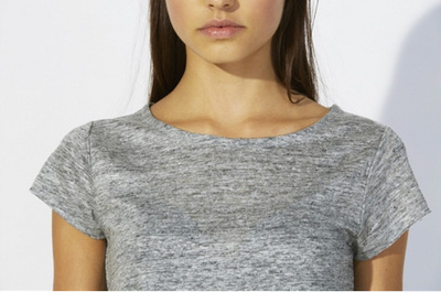 naisten pellava t-paita slub meleerattu harmaa