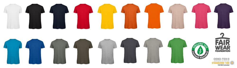 edullinen orgaaninen t-paita värivaihtoehtoja